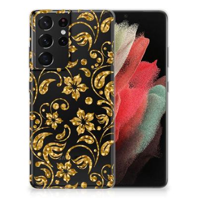 Samsung Galaxy S21 Ultra | TPU Case | Gouden Bloemen Samsung Galaxy S21 Ultra | TPU Case | Gouden Bloemen