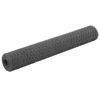 VidaXL Kippengaas 25x1 m staal met pvc coating grijs VidaXL Kippengaas 25x1 m staal met pvc coating grijs