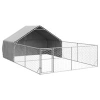 Hondenkennel met ren 6x3x1,9 m gegalvaniseerd staal - thumbnail