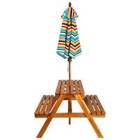 Kinderpicknicktafel met parasol 79x90x60 cm massief acaciahout - thumbnail
