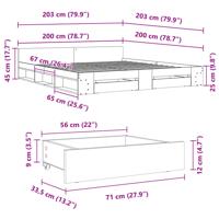 Bedframe met lades bewerkt hout gerookt eikenkleurig 200x200 cm - thumbnail