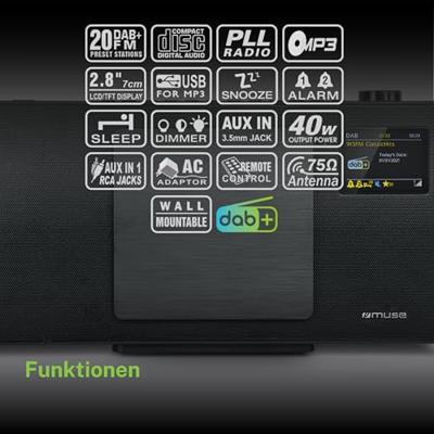 Muse M-65DBT - Microsysteem met DAB+, CD, USB en bluetooth, zwart