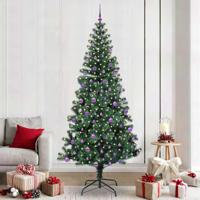 VidaXL Kunstmatig voorverlicht kerstboom groen 240 cm pvc en metaal - thumbnail