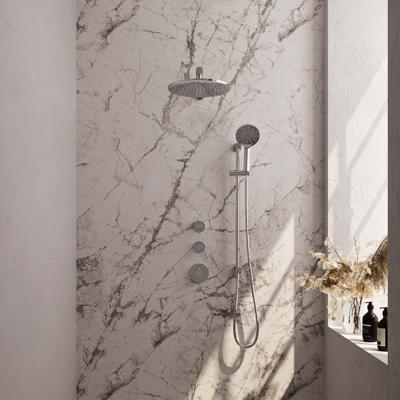 Chrome Edition thermostatische regendouche SET 20 met 30 cm douchekop en handdouche, inclusief muurarm, glijstang en doucheslang