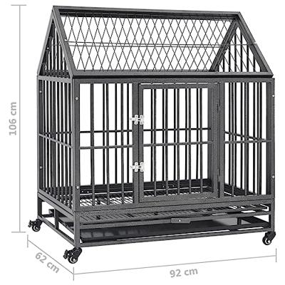 VidaXL Hondenbench met wielen en dak 92x62x106 cm staal