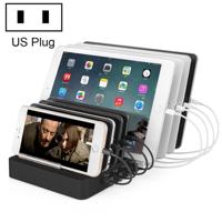 X6 96W 2.4 A 8 USB-poorten Smart Charger met afneembare bezel US plug (zwart) - thumbnail