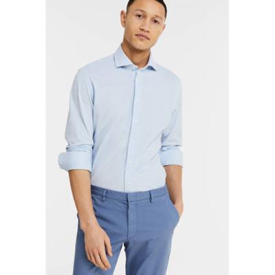 Profuomo Originale Gebreid Overhemd Lichtblauw Pique Cutaway Slim Fit