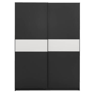 Schuifdeurkast Genua - antraciet/wit - 204x150x60 cm