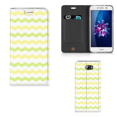 Huawei Y5 2 | Y6 Compact | Hoesje met Magneet | Waves Yellow