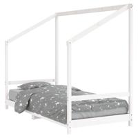 Kinderbedframe 90x200 cm massief grenenhout wit - thumbnail