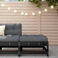 Tuinvoetenbank met kussen massief grenenhout zwart - thumbnail