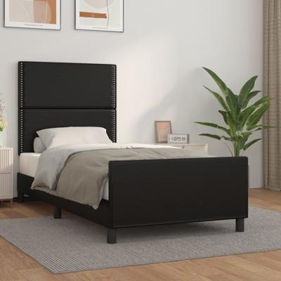 Bedframe met hoofdbord kunstleer zwart 90x190 cm