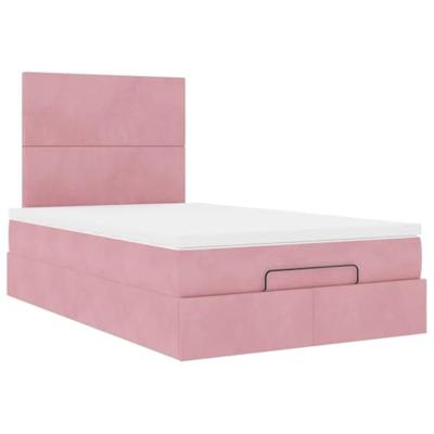 Ottoman bed met matrassen en LED's 120x200cm fluweel roze