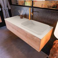 Badkamermeubelset Mondiaz Erin 120 cm met 1 Lade met RIDGE Wastafel Rechts Linen met 1 kraangat Greeploos Mat Washed Oak - thumbnail