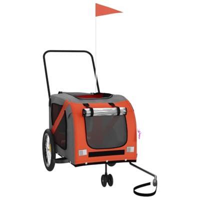 VidaXL Hondenfietstrailer oxford stof en ijzer oranje en grijs - thumbnail