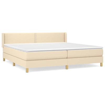 Boxspring met matras stof crèmekleurig 200x200 cm