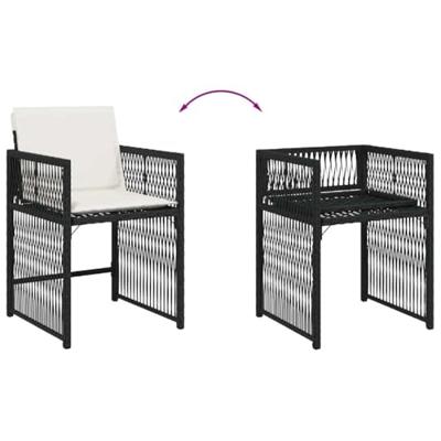 Tuinstoelen 4 st met kussens poly rattan zwart - thumbnail