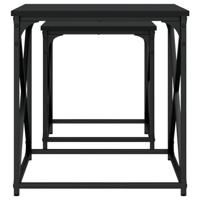 2-delige Tafeltjesset bewerkt hout zwart - thumbnail