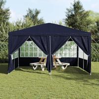 partytent met 8 zijwanden blauw 4x4 m PE - thumbnail