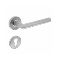 Deurkruk recht Hoek 90° brandvertragend 9mm op rozet met nok 7mm RVS met profielcilinder plaatje - thumbnail