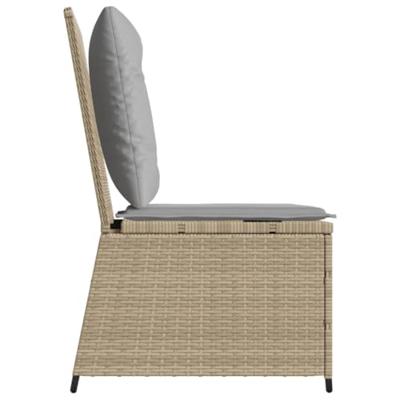 Tuinbank verstelbaar met kussens poly rattan beige