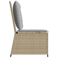 Tuinbank verstelbaar met kussens poly rattan beige - thumbnail