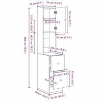 Keukenkast met lade Grijs 35 x 50 x 180 cm Bewerkt hout - thumbnail