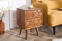 Massieve bijzettafel MYSTIC LIVING 40cm Sheesham nachtkastje met 3D-oppervlak - 39745 - thumbnail