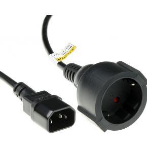 ACT Netsnoer C14 - Type F female (max. stroom 10A) zwart 0,6 m