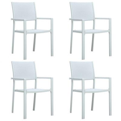 Tuinstoel 4 st rattan-look kunststof wit