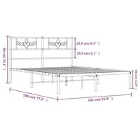 Bedframe met hoofdbord metaal wit 135x190 cm - thumbnail