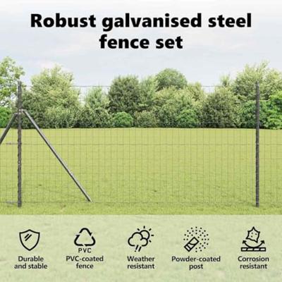 VidaXL Hek met paal grijs 1,4 x 10 m staal en pvc