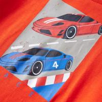 Kindershirt met lange mouwen racewagenprint 92 felroranje - thumbnail