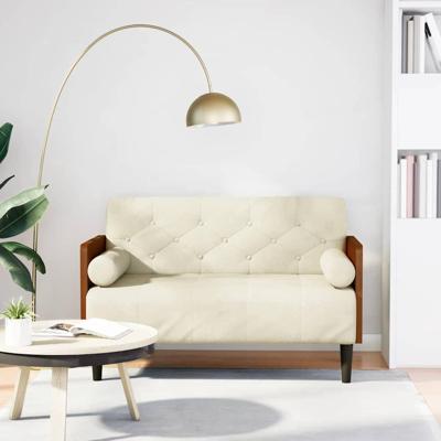 Loveseat bank met bolsters crme 110 cm fluweel