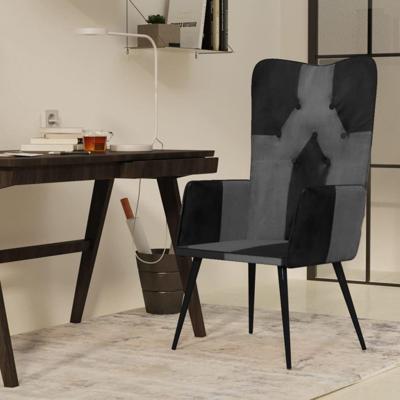 Fauteuil echt leer zwart en grijs Fauteuil echt leer zwart en grijs