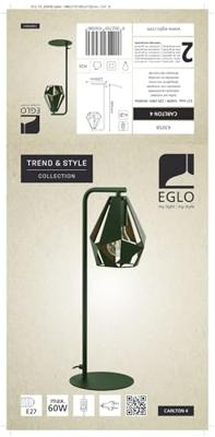 EGLO Carlton 4 tafellamp Zwart, Koper E27