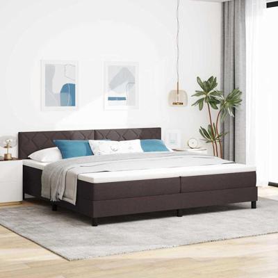 Boxspring bed met matras Donkerbruin 200 x 200 cm Stof