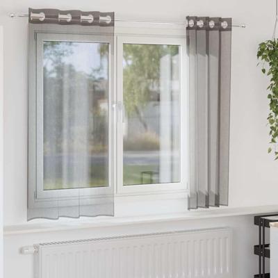 VidaXL Gordijnen voile met doorvoertules 2 st 140x140 cm donkergrijs VidaXL Gordijnen voile met doorvoertules 2 st 140x140 cm donkergrijs