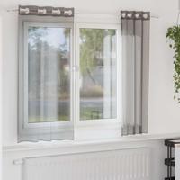 VidaXL Gordijnen voile met doorvoertules 2 st 140x140 cm donkergrijs - thumbnail