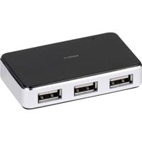 Vivanco USB 2.0 HUB (4-poorts actief, metalen behuizing, incl. voeding) zwart/zilver - thumbnail