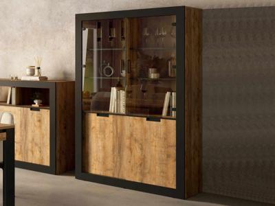 Vitrinekast TUDORO 4 deuren samdal eik/mat zwart Vitrinekast TUDORO 4 deuren samdal eik/mat zwart