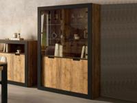 Vitrinekast TUDORO 4 deuren samdal eik/mat zwart - thumbnail