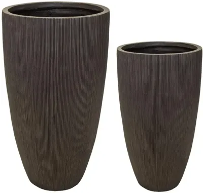 Mcollections Vaas Nora Egg Hoog - Clayfibre - Ø44 x H77 - Coffee