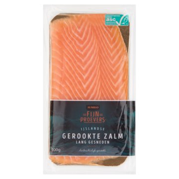 Jumbo Fijnproevers IJslandse Gerookte Zalm Lang Gesneden 100 g