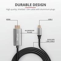 Trust 23332 USB-C-displaykabel USB-C / HDMI Adapterkabel USB-C stekker, HDMI-A-stekker 1.80 m Zwart - thumbnail