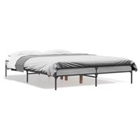 Bedframe bewerkt hout metaal grijs sonoma eiken 135x190 cm - thumbnail