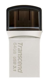 Transcend JetFlash® 890 USB-stick smartphone/tablet Zilver 64 GB USB-A 3.2 Gen 2, USB-C