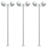 VidaXL Buitenvloerlampen 3 st 215 cm roestvrij staal zilverkleurig - thumbnail