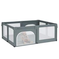 Babybox met 2 deuren oxford stof lichtgrijs - thumbnail