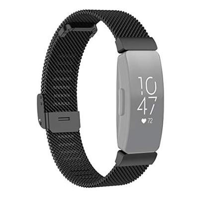 By Qubix - Compatible met Fitbit Inspire Milanese bandje met gesp - Maat: Large - Zwart - Compatible fitbit bandje